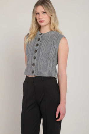 Room 34 Cable Sweater Vest Grey