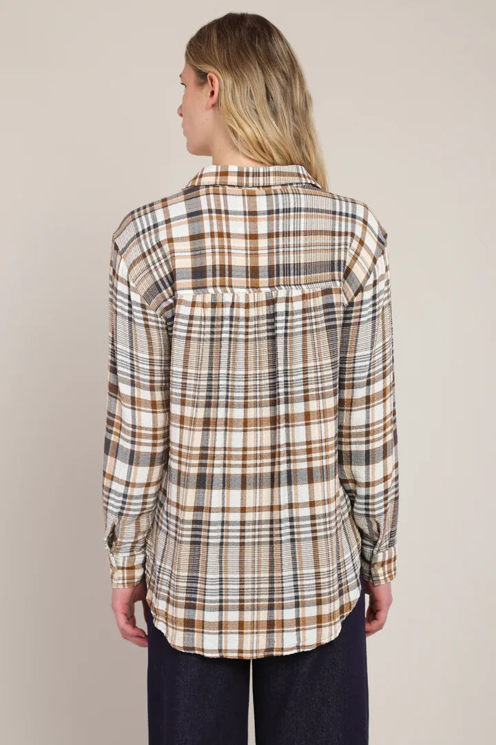 Room 34 Plaid Shirt Brown/Navy Plaid