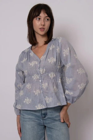 RD Style Ana Button Up Top Blue