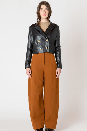 Black Tape Faux Leather Cropped Jacket Black