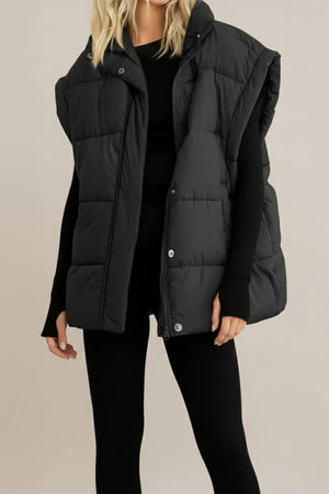 Room 34 Quilted Boxy Vest Black