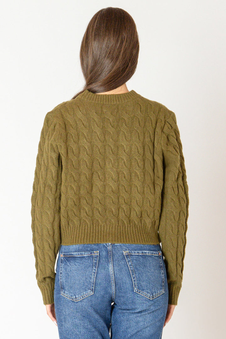 Black Tape Cable Knit Cardigan Evergreen