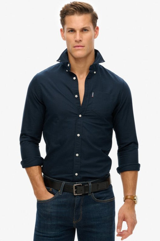 Super Dry Essentials Oxford Shirt Eclipse Navy