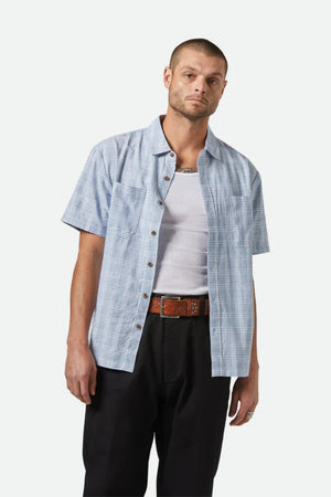 Brixton Cru Oxford Plaid S/S Shirt Light Blue/White Plaid