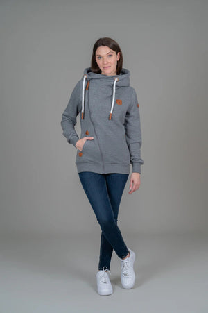 Wanakome Athena Asymmetric Full Zip Hoodie Dark Grey Heather