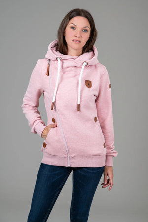 Wanakome Athena Asymmetric Full Zip Hoodie Heather Pink