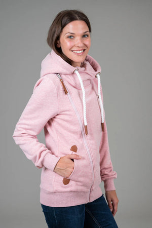 Wanakome Athena Asymmetric Full Zip Hoodie Heather Pink