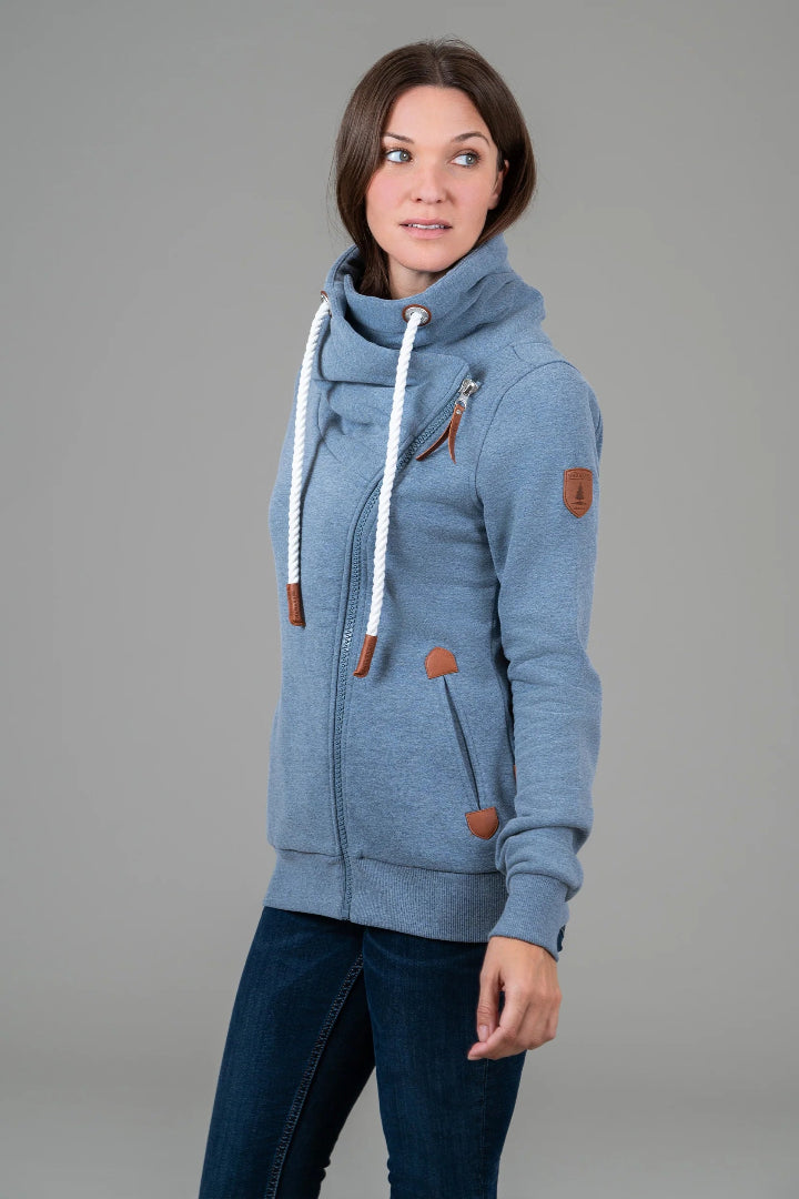 Wanakome Full Zip High Collar Hestia Heather Blue