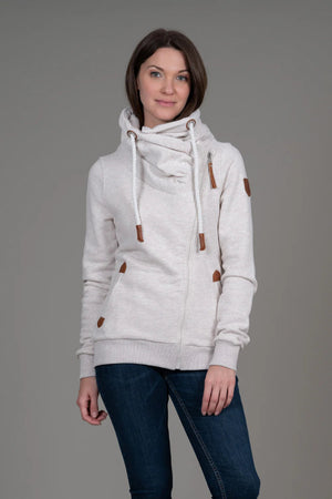 Wanakome Hestia Full Zip High Collar Heather Oatmeal