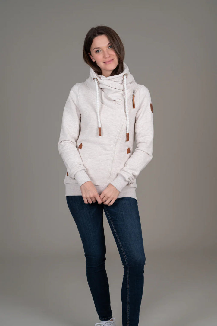 Wanakome Hestia Full Zip High Collar Heather Oatmeal