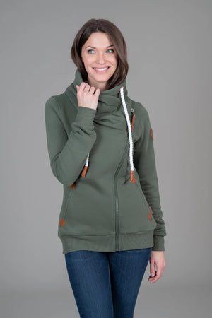 Wanakome Hestia Full Zip High Collar Moss Green