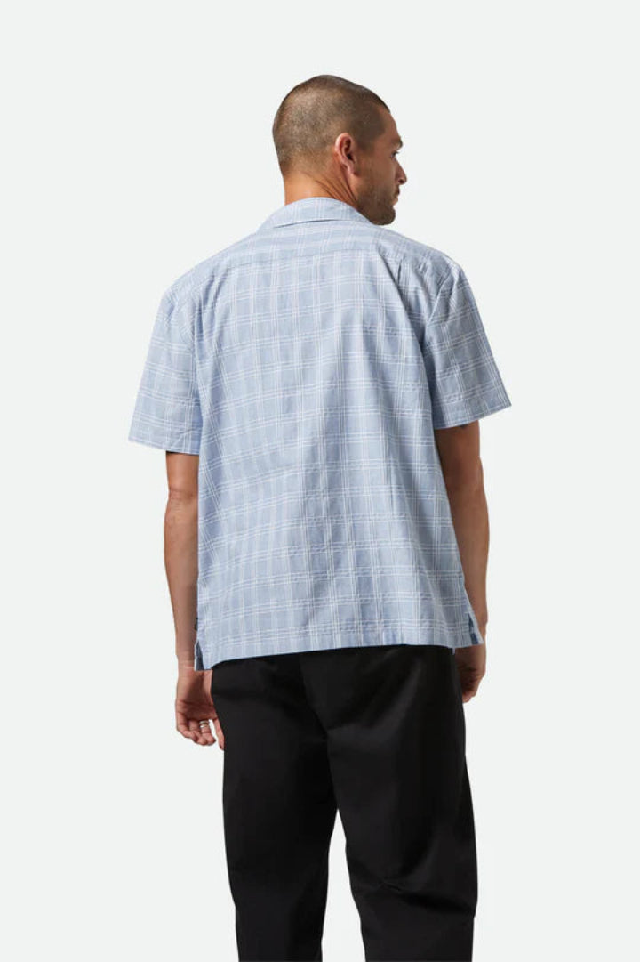 Brixton Cru Oxford Plaid S/S Shirt Light Blue/White Plaid