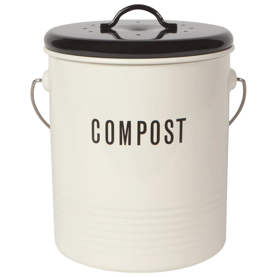 Danica Steel Compost Bin Vintage Ivory 1.25 Gallon