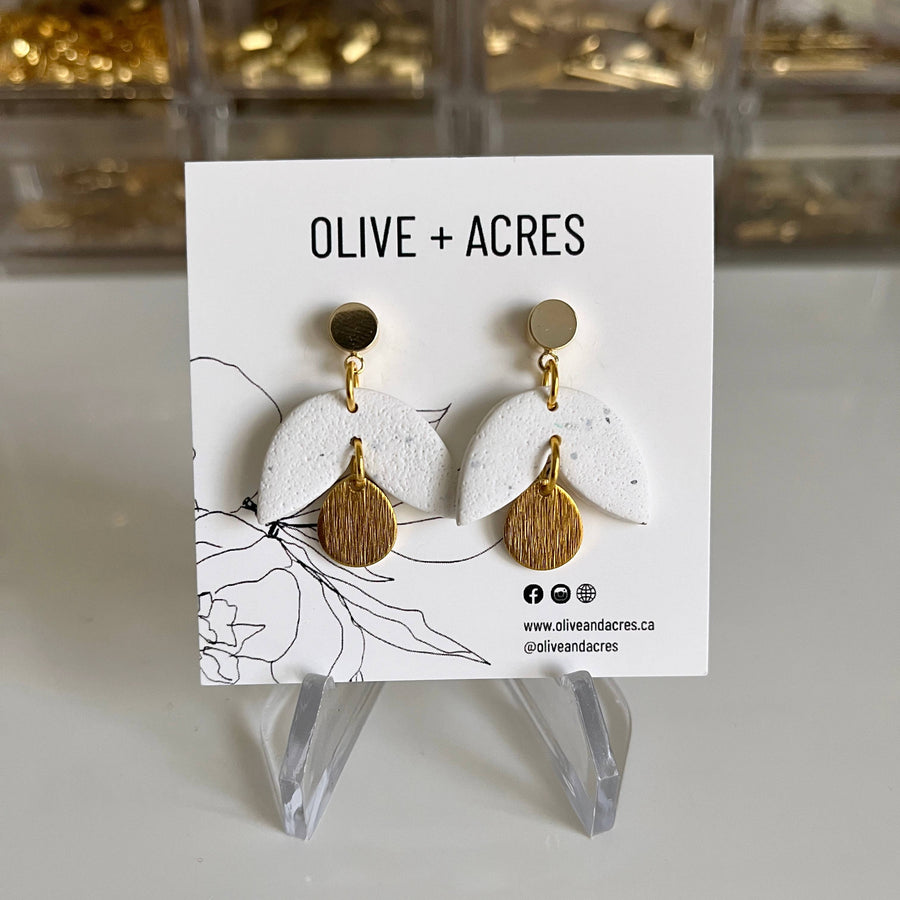 Mia | White Granite Clay Earrings