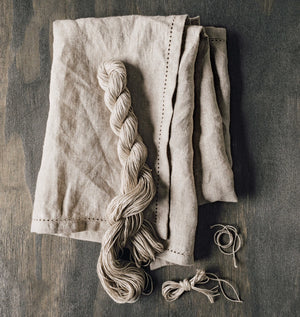 Danica Heirloom Tea Towel Linen Hemstitch Natural